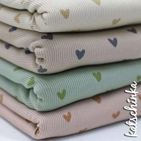Ribjersey Herzen dunkelbeige 507 schmale Rippen